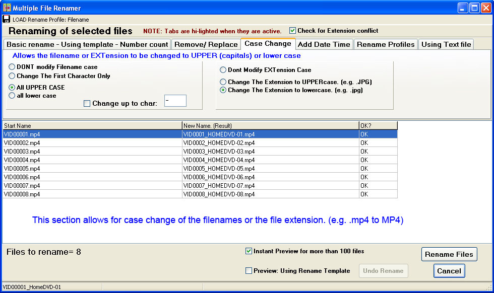 Case change