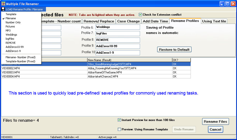 Renaming using a text file
